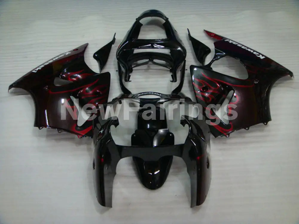 Black and Red Flame NINJA ZX 6R 00 02 Fairing Kit Vehicles