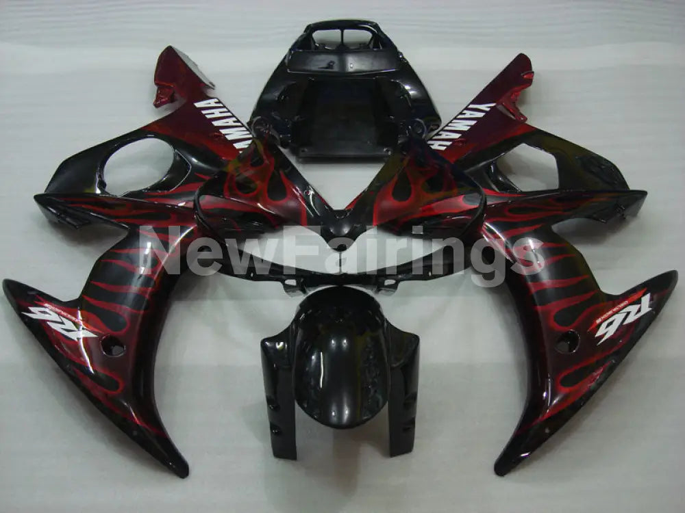 Black and Red Flame - YZF-R6 03-04 Fairing Kit Vehicles & Parts > Vehicle Parts & Accessories > Motor Vehicle Parts >