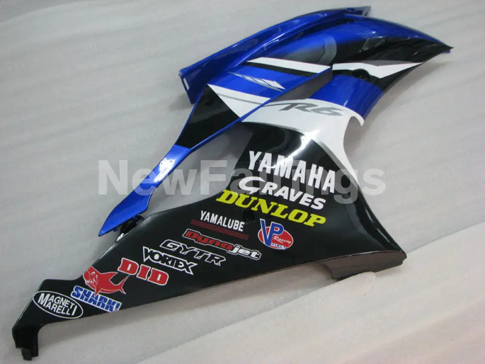 Blue White and Black Dunlop - YZF-R6 08-16 Fairing Kit Vehicles & Parts > Vehicle Parts & Accessories > Motor Vehicle
