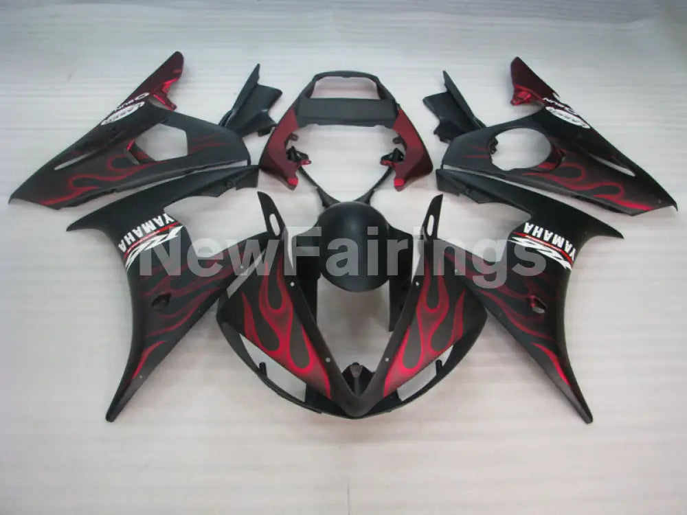 Matte Black and Red Flame - YZF-R6 03-04 Fairing Kit Vehicles & Parts > Vehicle Parts & Accessories > Motor Vehicle